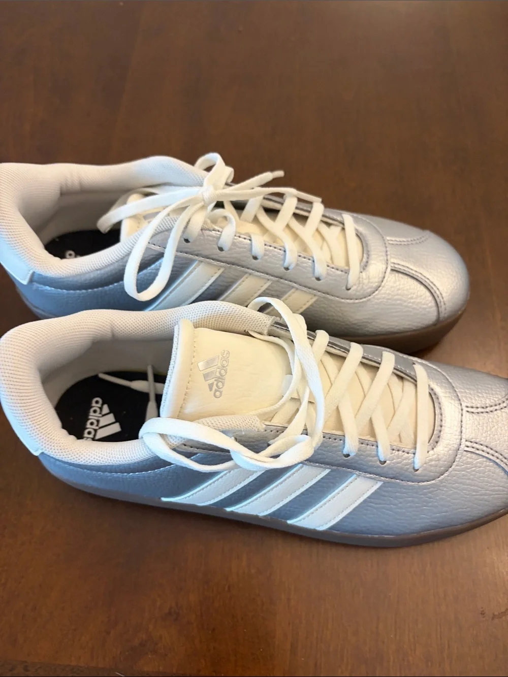 adidas Metallic Silver and White Women's Sneakers
